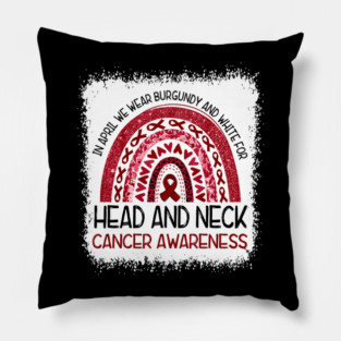 Burgundy and White Rainbow Graphic for Head and Neck Cancer Awareness Pillow