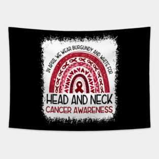 Burgundy and White Rainbow Graphic for Head and Neck Cancer Awareness Tapestry