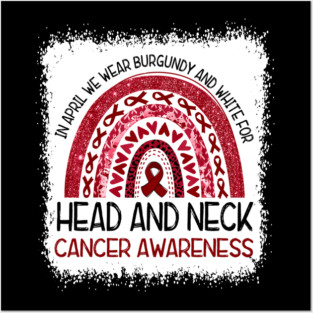 Burgundy and White Rainbow Graphic for Head and Neck Cancer Awareness Posters and Art