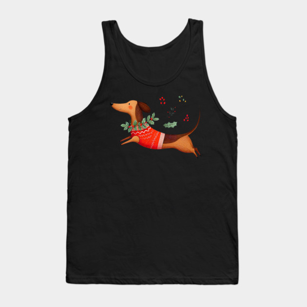 Cute Dachshund Xmas Wiener Dog Lover Funny Merry Christmas Tank Top by yangho