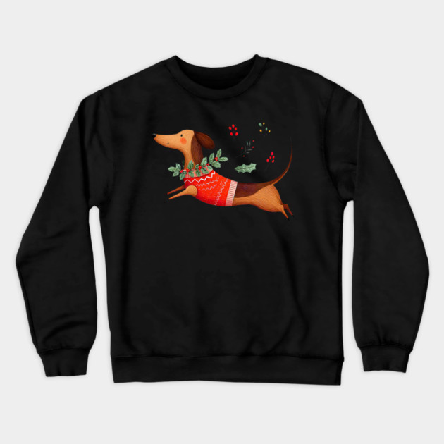 Cute Dachshund Xmas Wiener Dog Lover Funny Merry Christmas Crewneck Sweatshirt by yangho