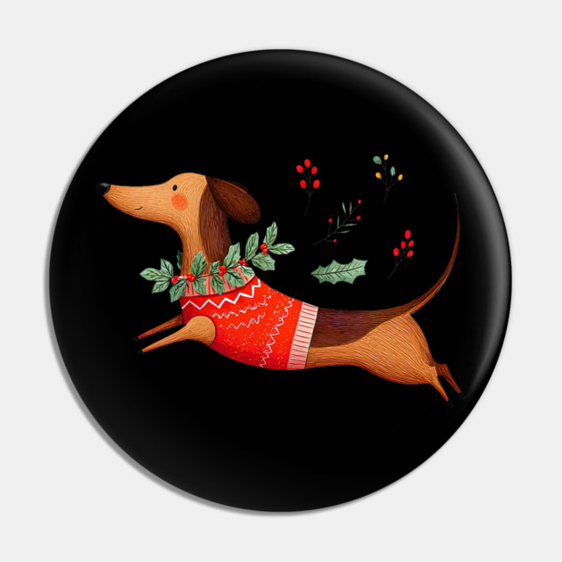 Cute Dachshund Xmas Wiener Dog Lover Funny Merry Christmas Pin by yangho