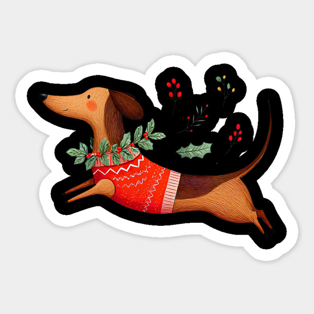 Cute Dachshund Xmas Wiener Dog Lover Funny Merry Christmas Magnet by yangho