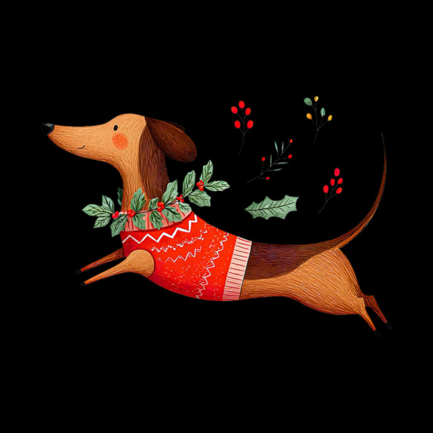 Cute Dachshund Xmas Wiener Dog Lover Funny Merry Christmas by yangho