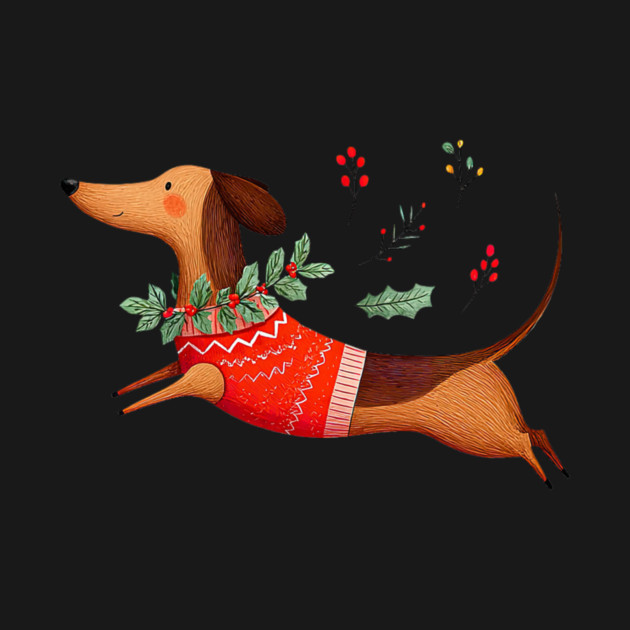 Cute Dachshund Xmas Wiener Dog Lover Funny Merry Christmas by yangho