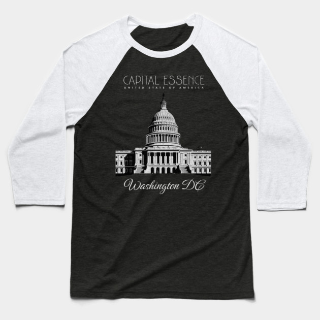WASHINGTON D.C. CAPITOL BUILDING, ICONIC CITY PRIDE Baseball T-Shirt by Pixel Threads 