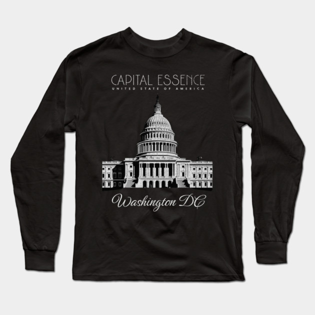 WASHINGTON D.C. CAPITOL BUILDING, ICONIC CITY PRIDE Long Sleeve T-Shirt by Pixel Threads 