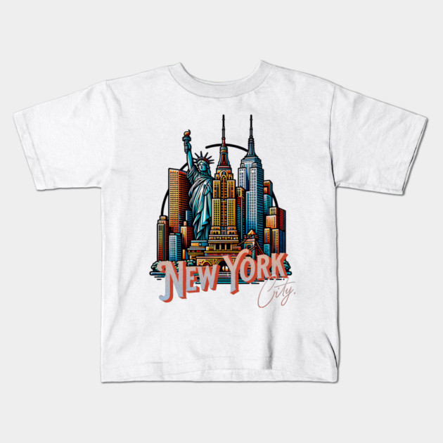 New York Statue Of Liberty. Iconic City Pride Kids T-Shirt by Pixel Threads 