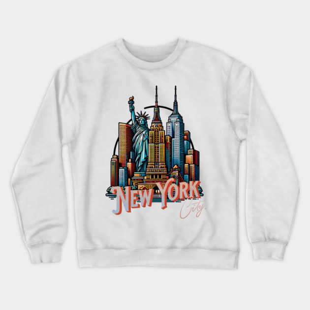 New York Statue Of Liberty. Iconic City Pride Crewneck Sweatshirt by Pixel Threads 