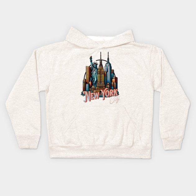 New York Statue Of Liberty. Iconic City Pride Kids Hoodie by Pixel Threads 