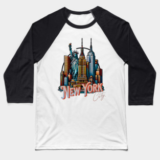 New York Statue Of Liberty. Iconic City Pride Baseball T-Shirt