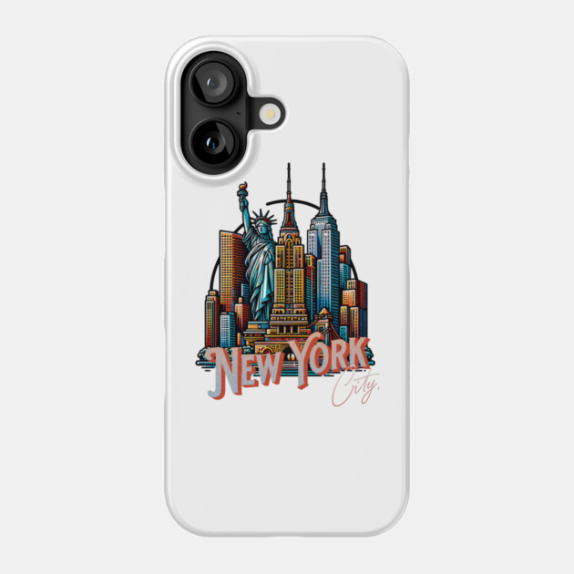 New York Statue Of Liberty. Iconic City Pride Phone Case by Pixel Threads 