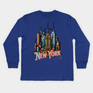 New York Statue Of Liberty. Iconic City Pride Kids Long Sleeve T-Shirt