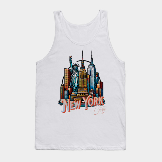 New York Statue Of Liberty. Iconic City Pride Tank Top by Pixel Threads 