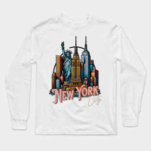 New York Statue Of Liberty. Iconic City Pride Long Sleeve T-Shirt