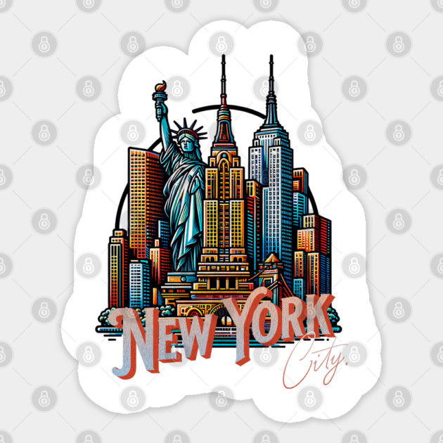 New York Statue Of Liberty. Iconic City Pride Sticker by Pixel Threads 
