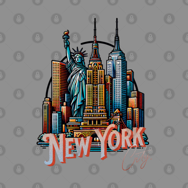New York Statue Of Liberty. Iconic City Pride by Pixel Threads 