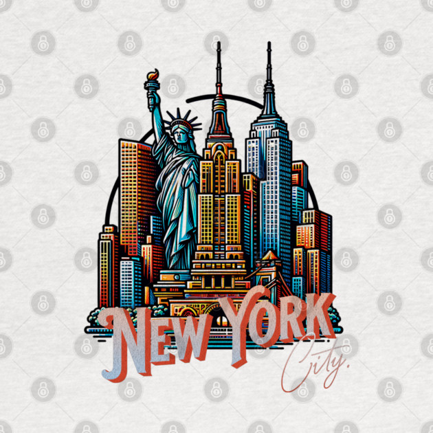New York Statue Of Liberty. Iconic City Pride by Pixel Threads 