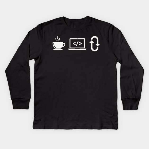 Coffee Code Repeat Kids Long Sleeve T-Shirt by enrynz