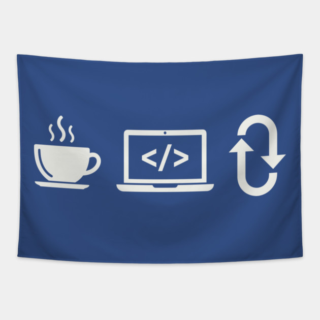 Coffee Code Repeat Tapestry by enrynz