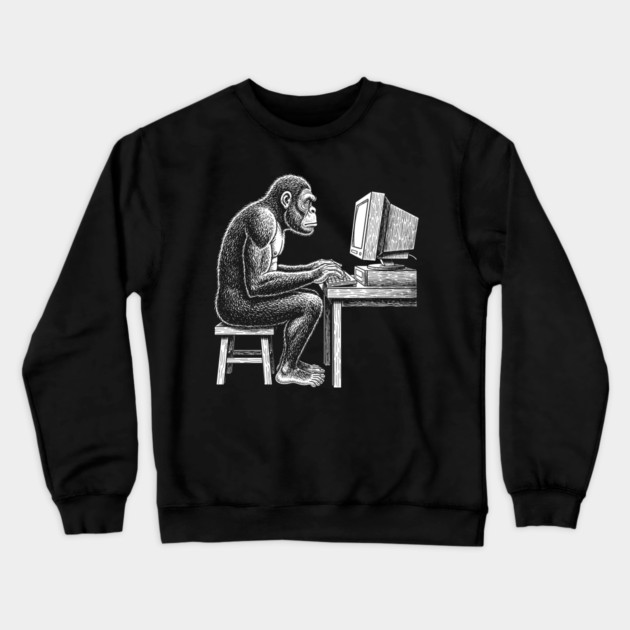 Code Monkey at Work Crewneck Sweatshirt by enrynz