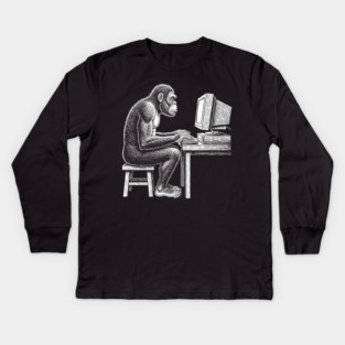 Code Monkey at Work Kids Long Sleeve T-Shirt