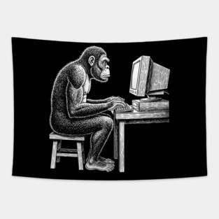 Code Monkey at Work Tapestry