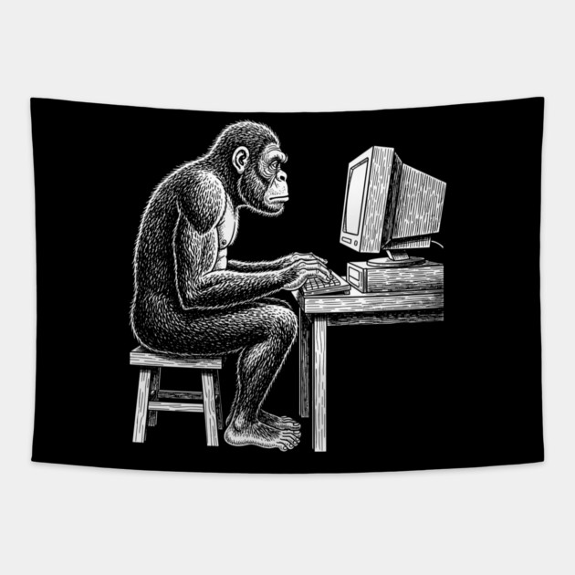 Code Monkey at Work Tapestry by enrynz