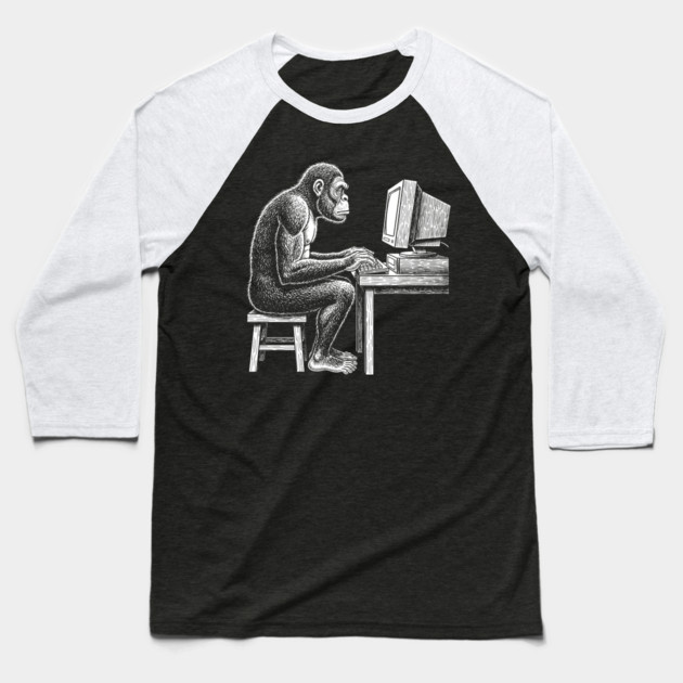 Code Monkey at Work Baseball T-Shirt by enrynz