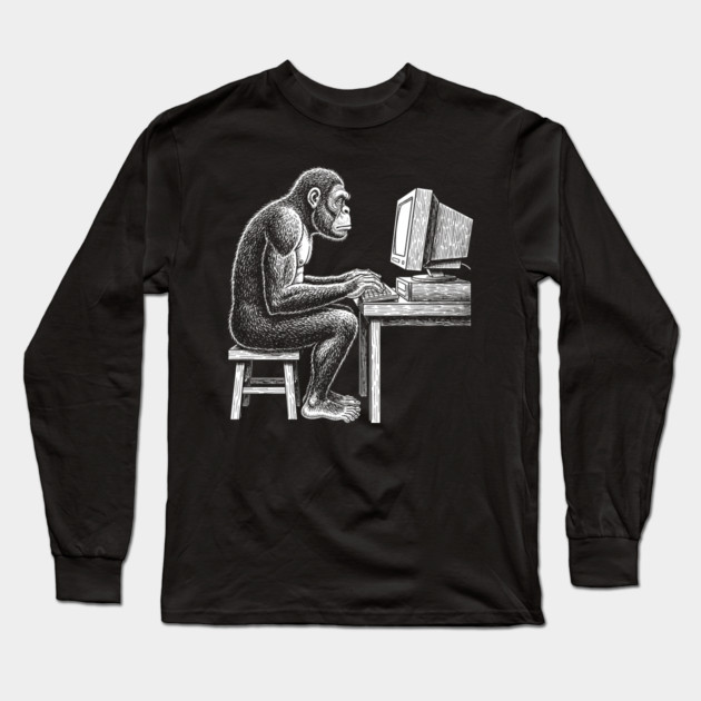 Code Monkey at Work Long Sleeve T-Shirt by enrynz