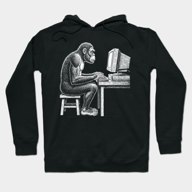 Code Monkey at Work Hoodie by enrynz