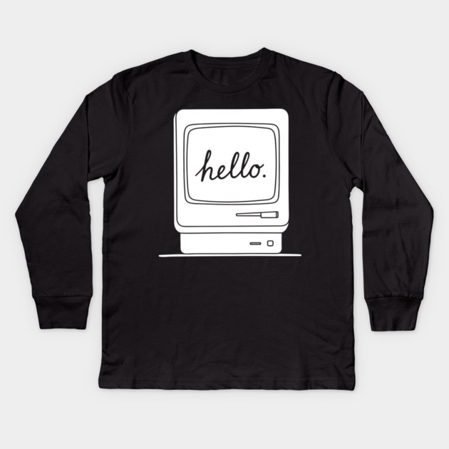 Retro Mac 'Hello.' Screen Kids Long Sleeve T-Shirt by enrynz