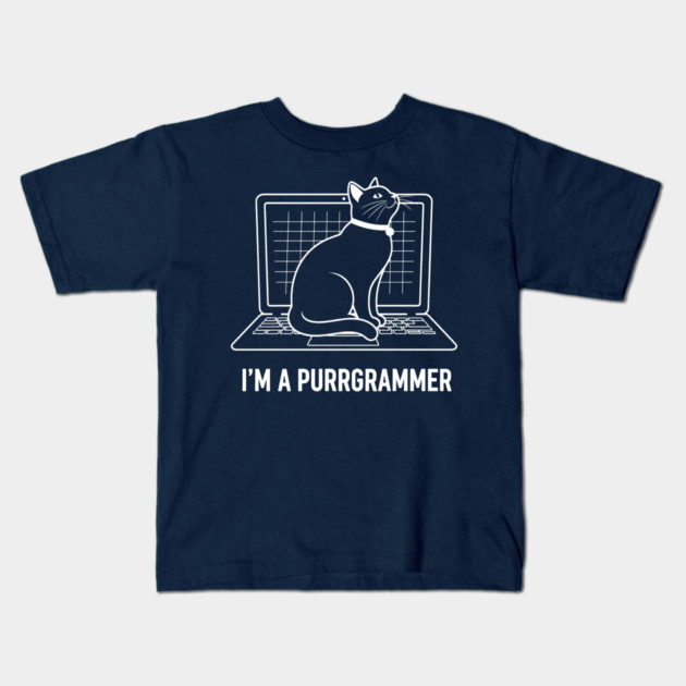 Purrrgrammer Cat Kids T-Shirt by enrynz
