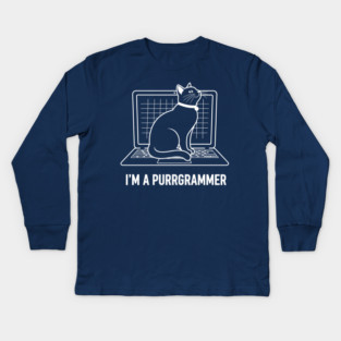 Purrrgrammer Cat Kids Long Sleeve T-Shirt