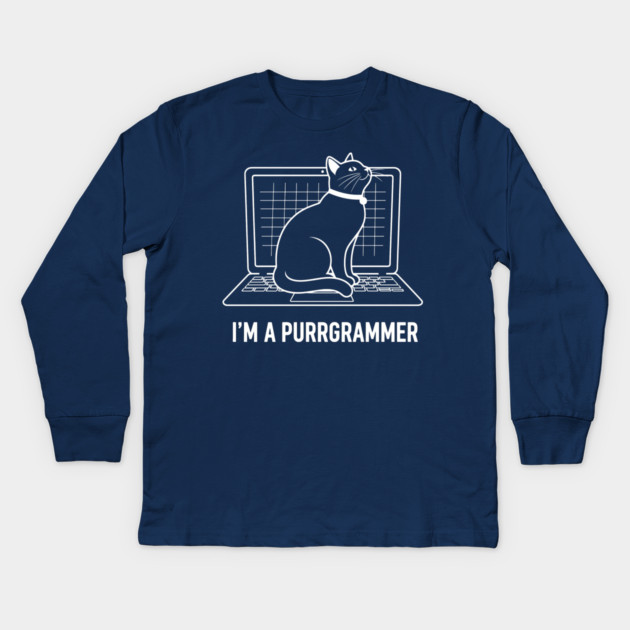 Purrrgrammer Cat Kids Long Sleeve T-Shirt by enrynz