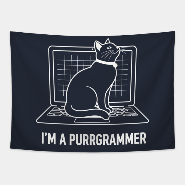 Purrrgrammer Cat Tapestry by enrynz
