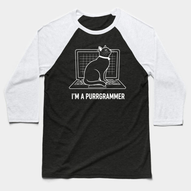 Purrrgrammer Cat Baseball T-Shirt by enrynz