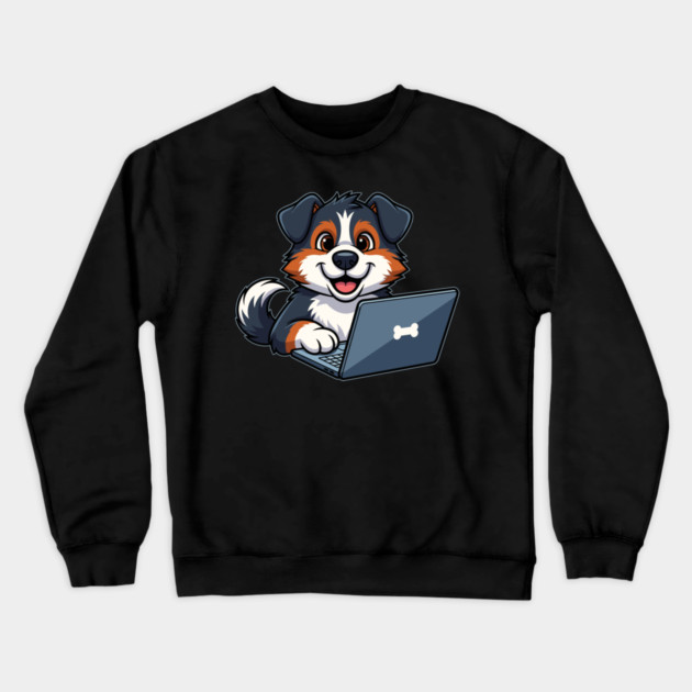 Cute Geek Bernese Puppy Crewneck Sweatshirt by enrynz
