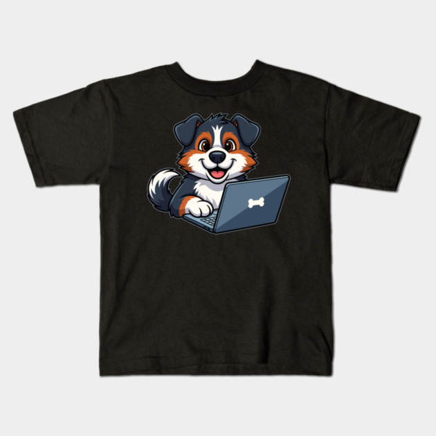 Cute Geek Bernese Puppy Kids T-Shirt by enrynz