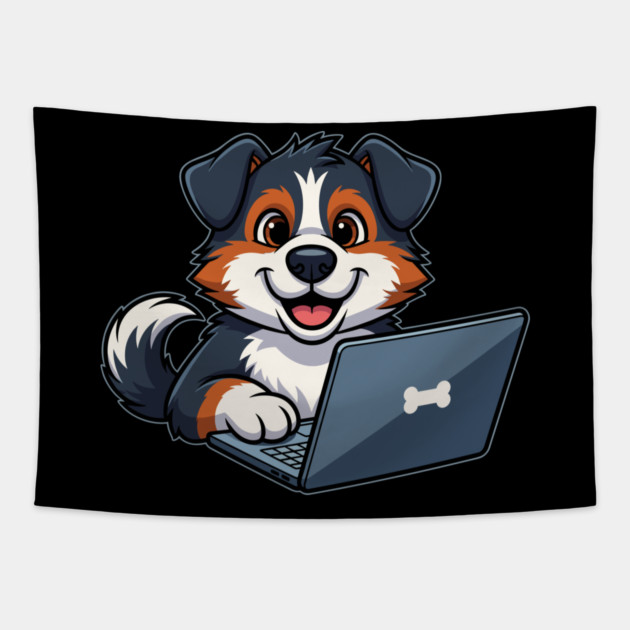 Cute Geek Bernese Puppy Tapestry by enrynz