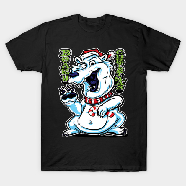 Beary Christmas Polar Bear with Candy Cane T-Shirt by eShirtLabs