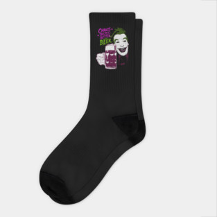 Cesar's Joker 1960's Super Villain Chaos Tastes Better with Beer Distressed Vintage Socks