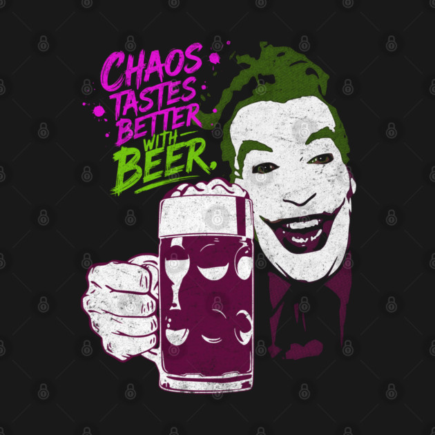 Cesar's Joker 1960's Super Villain Chaos Tastes Better with Beer Distressed Vintage by Joaddo