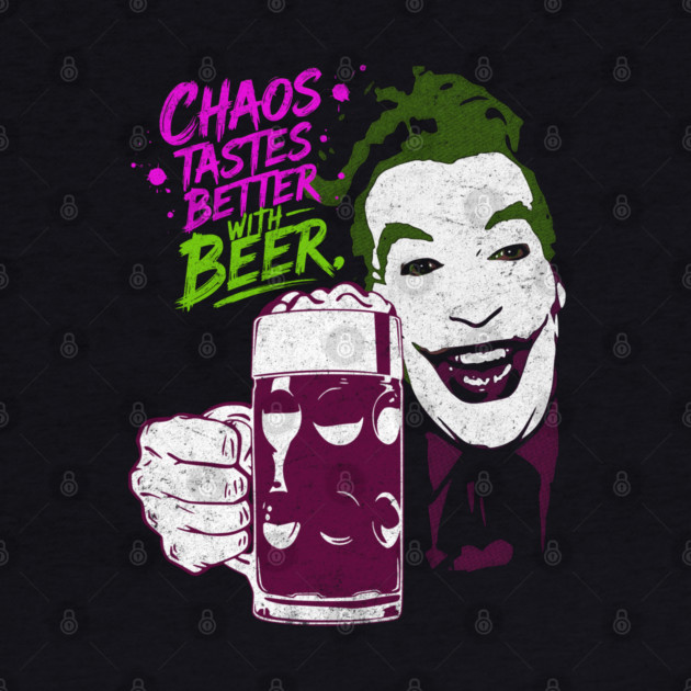 Cesar's Joker 1960's Super Villain Chaos Tastes Better with Beer Distressed Vintage by Joaddo