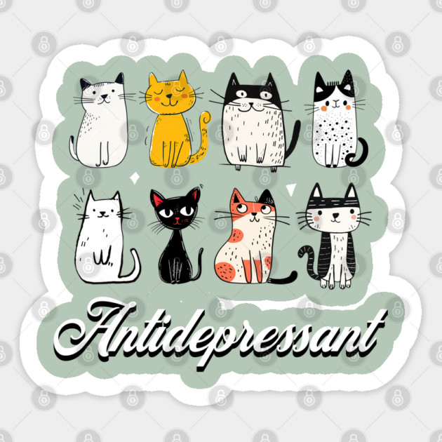 cat funny antidepressant Sticker by Pixel Threads 