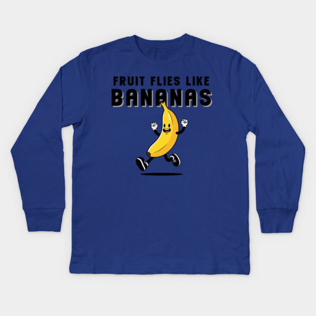 Funny Fruit Fly Banana Kids Long Sleeve T-Shirt by enrynz