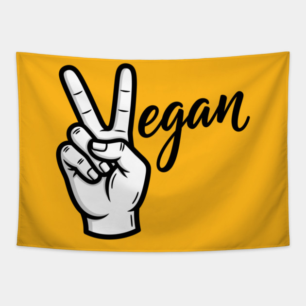 Vegan Vibes Peace Sign Tapestry by enrynz