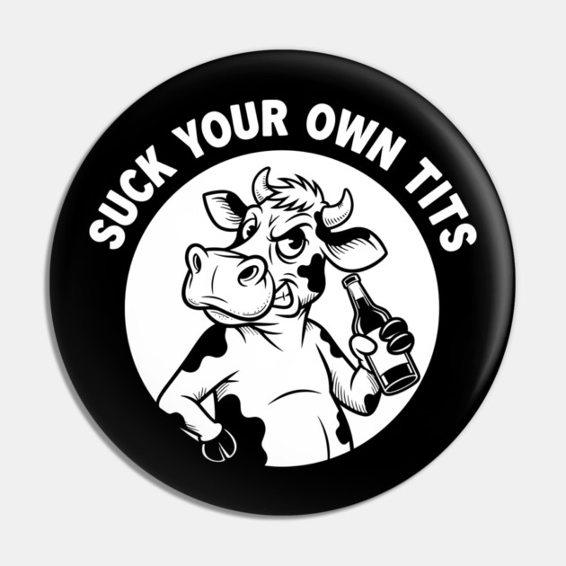 Funny Cow Drinking Beer T-Shirt Pin by enrynz