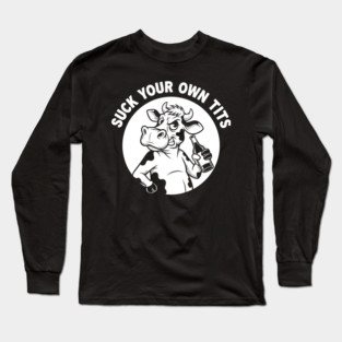 Funny Cow Drinking Beer T-Shirt Long Sleeve T-Shirt