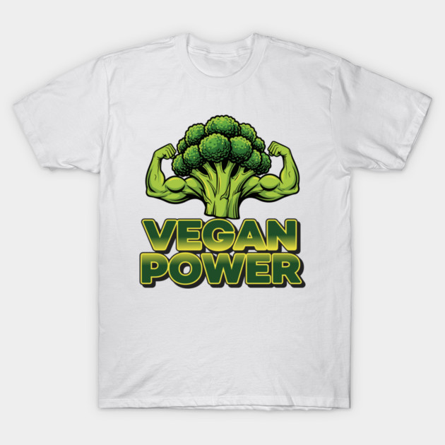 Vegan Power Broccoli Strength T-Shirt by enrynz